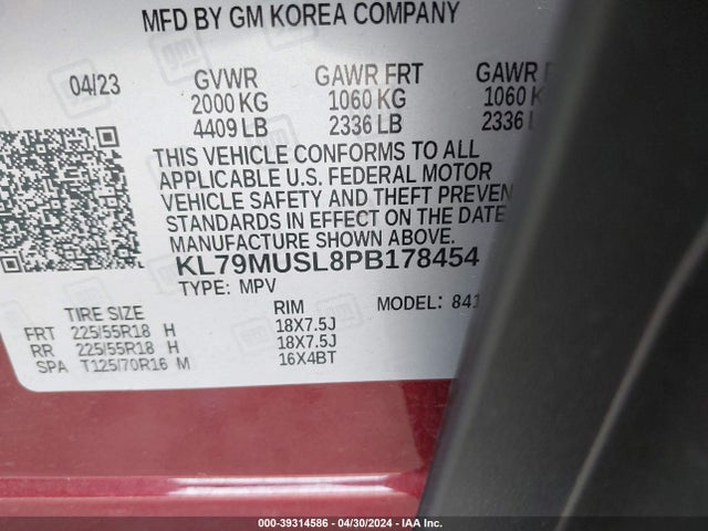 Chevrolet Trailblazer Awd Rs 2023 KL79MUSL8PB178454 Image 9