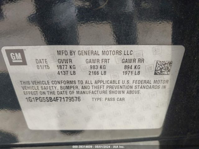 1G1PG5SB4F7179576 Chevrolet CRUZE LTZ