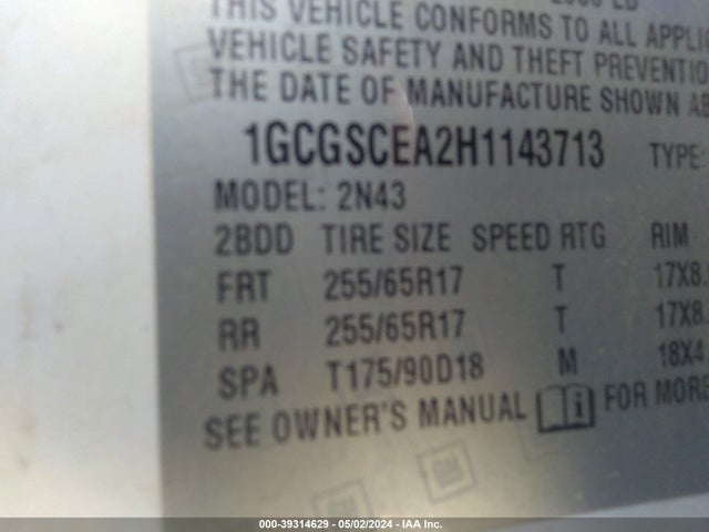Chevrolet Colorado Lt 2017 1GCGSCEA2H1143713 Image 9