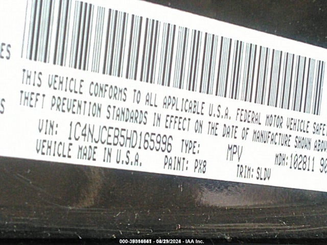 1C4NJCEB5HD165996 Jeep Compass High Altitude Fwd