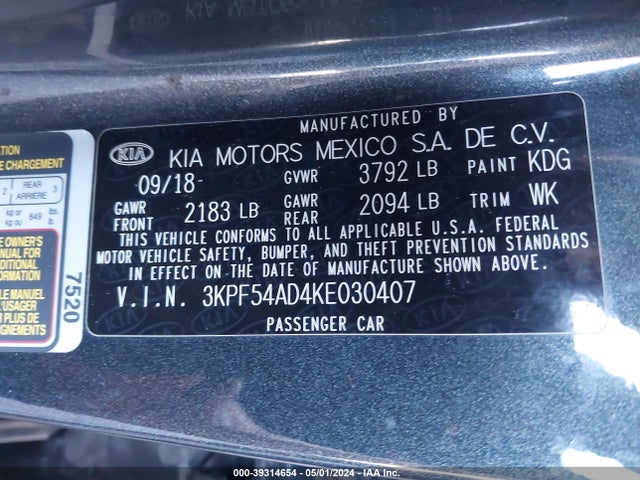 KIA FORTE EX 2019 3KPF54AD4KE030407 Image 9