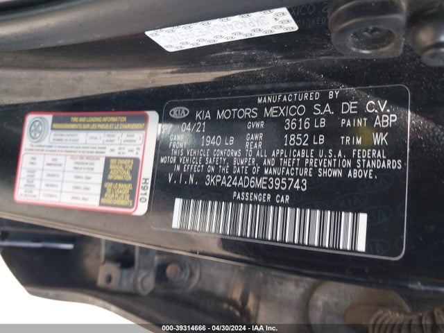 KIA RIO LX 2021 3KPA24AD6ME395743 Image 9