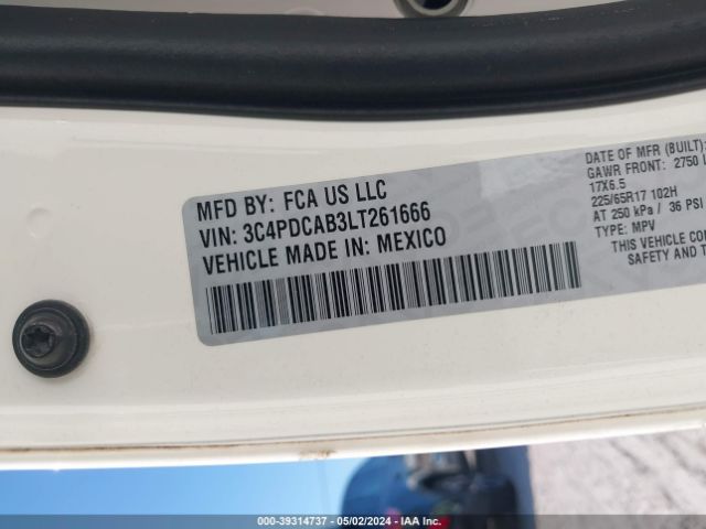 3C4PDCAB3LT261666 Dodge Journey Se Value