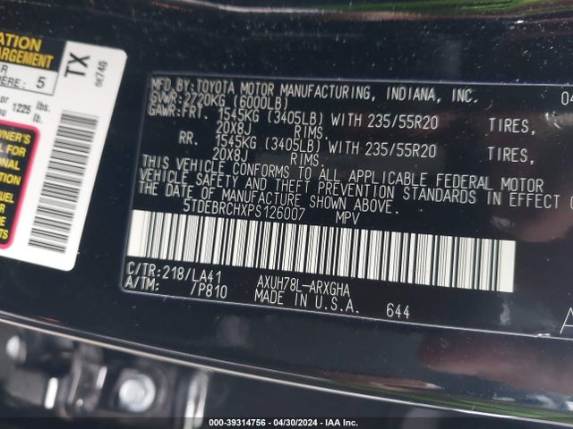 Toyota Highlander Hybrid Platinum 2023 5TDEBRCHXPS126007 Image 9