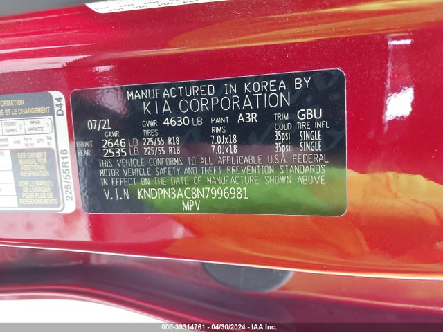 KIA Sportage Ex 2022 KNDPN3AC8N7996981 Image 9
