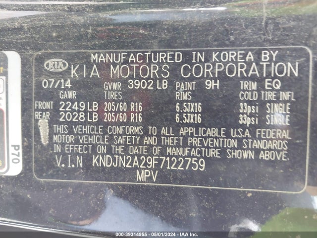 KIA Soul 2015 KNDJN2A29F7122759 Image 9