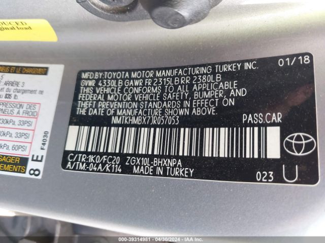 NMTKHMBX7JR057053 Toyota C-hr Xle Premium