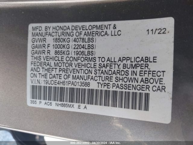 19UDE4H61PA013588 Acura Integra A-spec W/ Technology