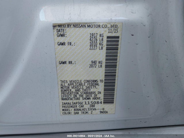 Nissan Altima 2.5 Sr 2016 1N4AL3AP3GC115084 Image 9