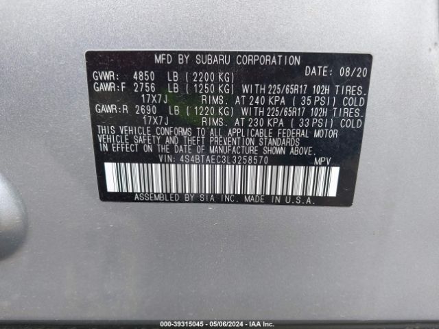 4S4BTAEC3L3258570 Subaru Outback Premium