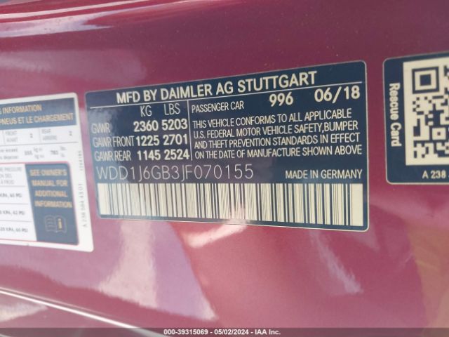 WDD1J6GB3JF070155 Mercedes-Benz E 400 4matic