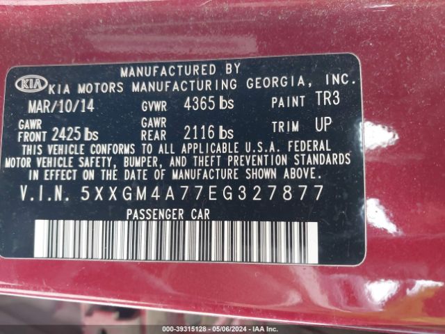 5XXGM4A77EG327877 KIA Optima Lx