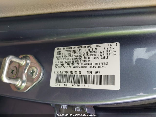 5J8TB3H59EL007125 Acura RDX