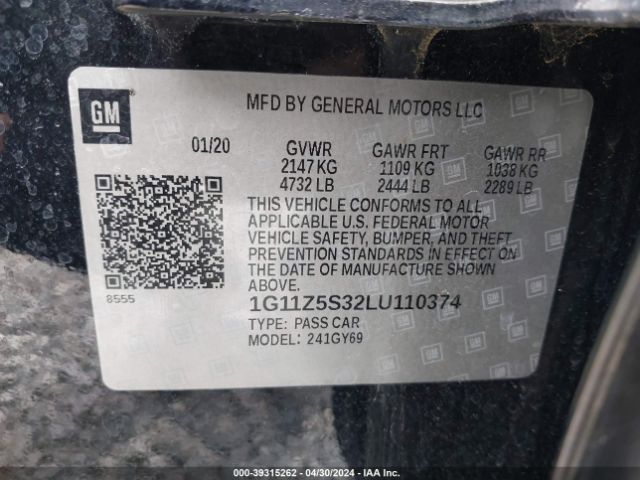 1G11Z5S32LU110374 Chevrolet Impala Fwd Lt
