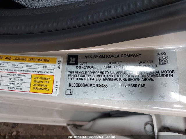 Chevrolet Spark Fwd 1lt Automatic 2021 KL8CD6SA6MC708485 Image 9