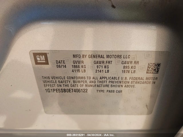 Chevrolet Cruze 2lt Auto 2014 1G1PE5SB0E7406122 Image 9