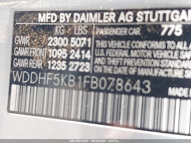 WDDHF5KB1FB078643 Mercedes-Benz E 350