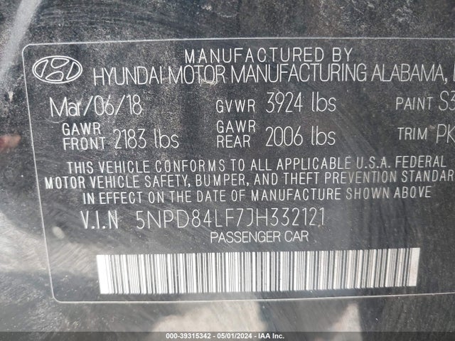 Hyundai Elantra Value Edition 2018 5NPD84LF7JH332121 Image 9