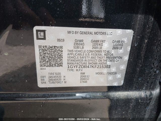 1GYFZDR47KF215303 Cadillac Xt4 Premium Luxury