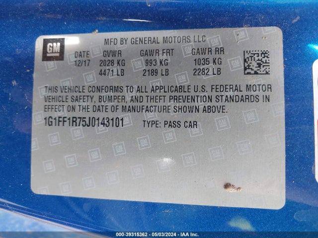 Chevrolet Camaro 1ss 2018 1G1FF1R75J0143101 Image 9
