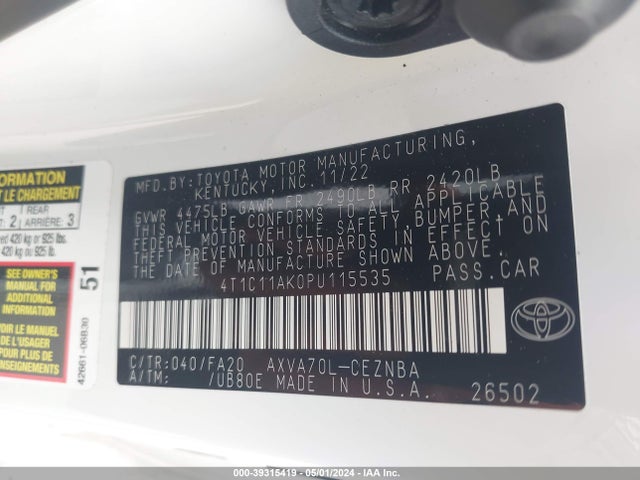 Toyota CAMRY LE 2023 4T1C11AK0PU115535 Image 9
