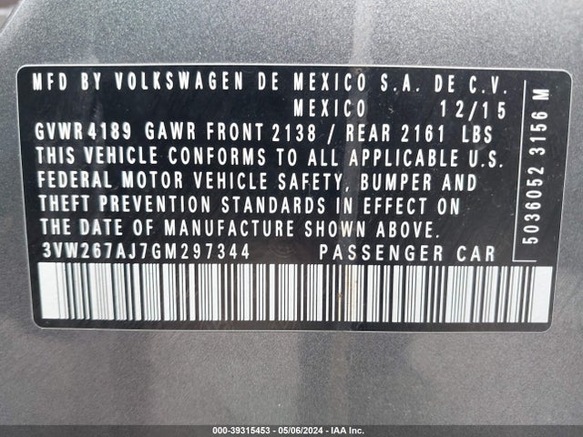 3VW267AJ7GM297344 Volkswagen Jetta 1.4t S