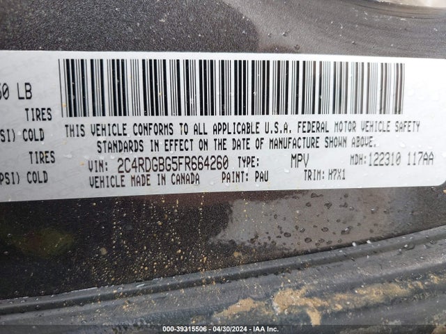 Dodge Grand Caravan Se 2015 2C4RDGBG5FR664260 Image 9