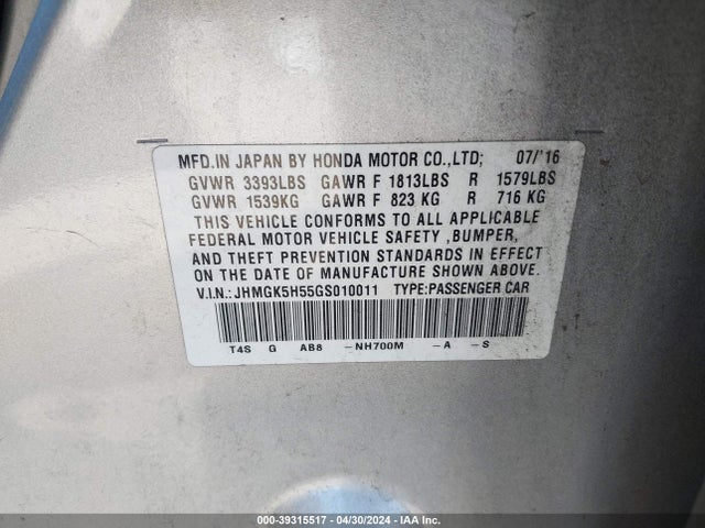 Honda FIT LX 2016 JHMGK5H55GS010011 Image 9