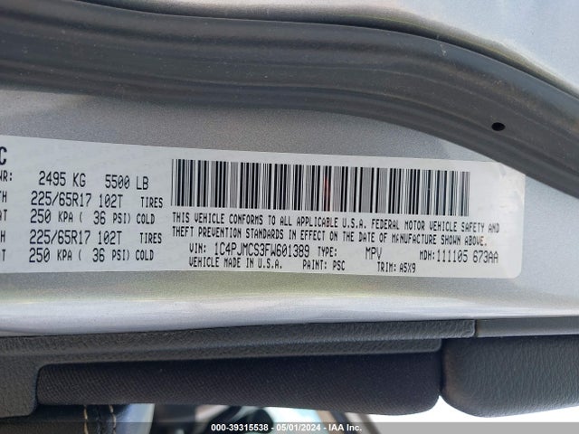Jeep Cherokee Latitude 2015 1C4PJMCS3FW601389 Image 9