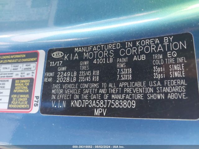 KNDJP3A58J7583809 KIA SOUL +