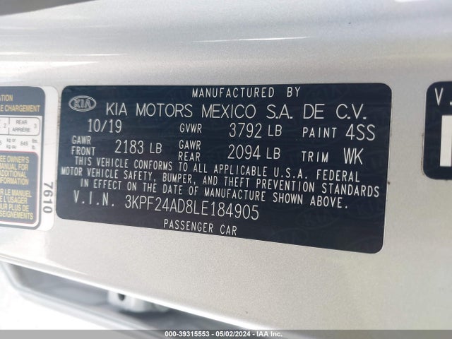 KIA Forte Lxs 2020 3KPF24AD8LE184905 Image 9
