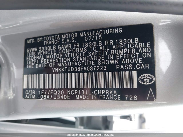 Toyota YARIS L 2015 VNKKTUD38FA037223 Image 9