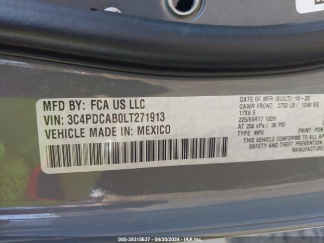 3C4PDCAB0LT271913 Dodge Journey Se Value