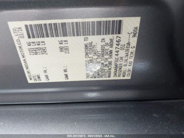 1N4AA6AP3GC447467 Nissan Maxima 3.5 Sv