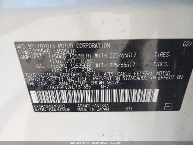 Toyota RAV4 LE 2017 JTMZFREV2HJ131385 Image 9