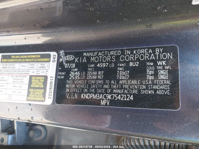 KIA Sportage Lx 2019 KNDPM3AC9K7542124 Image 9