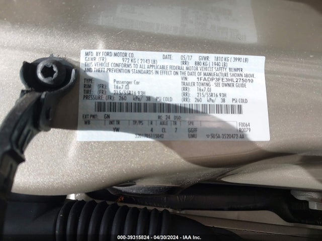 Ford FOCUS SE 2017 1FADP3FE3HL275010 Image 9