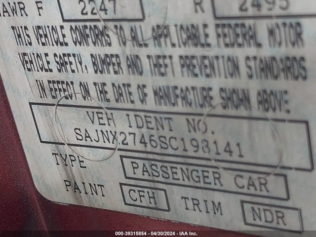 1995 JAGUAR XJS SAJNX2746SC198141 Photo 8