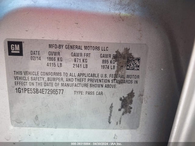 Chevrolet Cruze 2lt Auto 2014 1G1PE5SB4E7296577 Image 9
