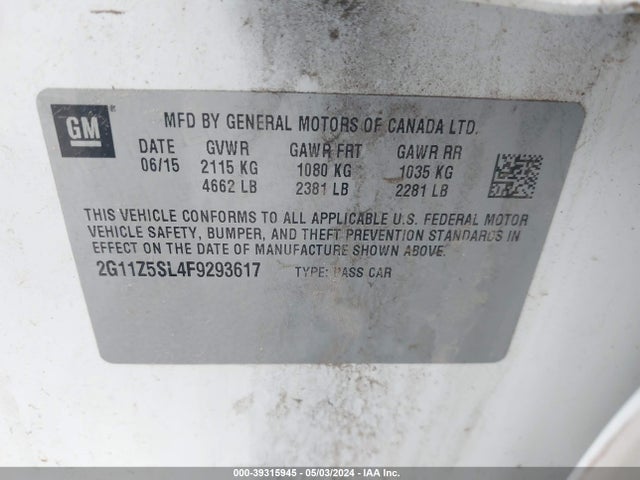 Chevrolet IMPALA LS 2015 2G11Z5SL4F9293617 Image 9