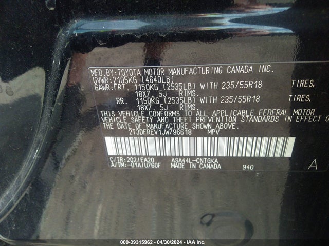 Toyota Rav4 Limited 2018 2T3DFREV1JW796618 Image 9