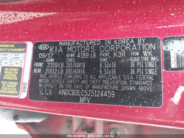 KNDCB3LC5J5124459 KIA NIRO LX
