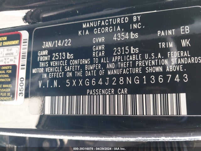 KIA K5 Gt-line 2022 5XXG64J28NG136743 Image 9