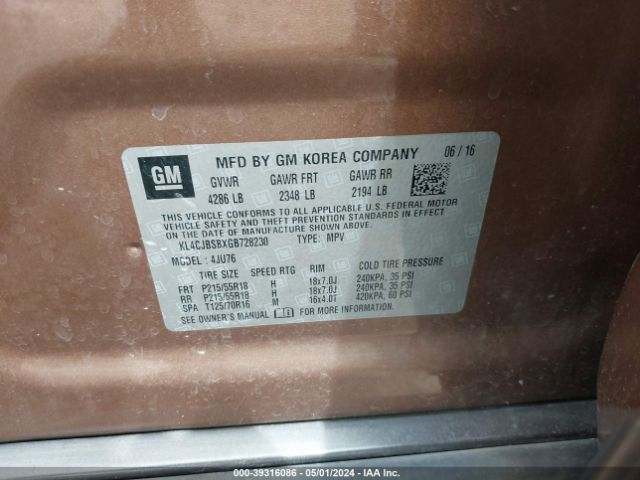 KL4CJBSBXGB728230 Buick Encore Convenience