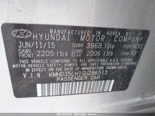 KMHD35LH1GU286513 Hyundai ELANTRA GT