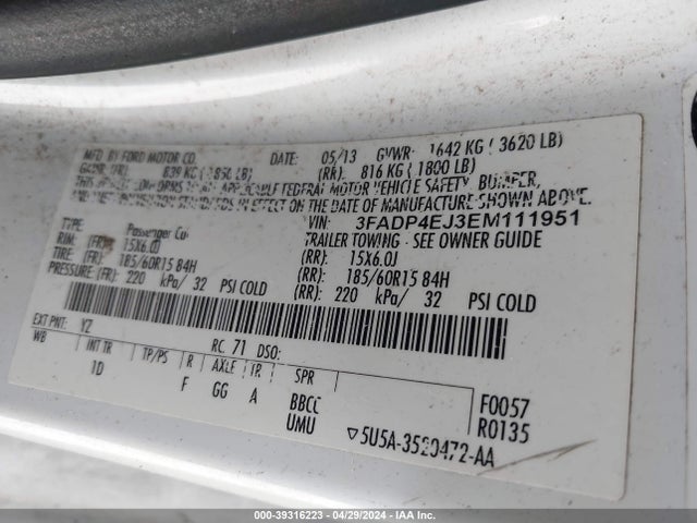 Ford FIESTA SE 2014 3FADP4EJ3EM111951 Image 9