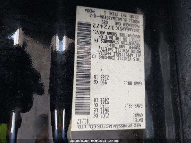1N4AA6AP5JC372472 Nissan Maxima 3.5 Sr