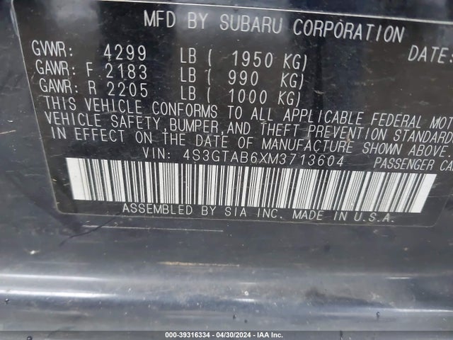 Subaru Impreza 5-door 2021 4S3GTAB6XM3713604 Image 9