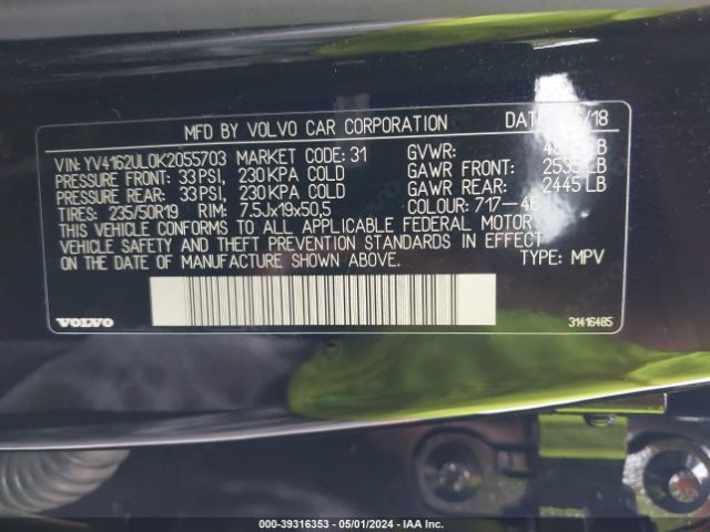 YV4162UL0K2055703 Volvo Xc40 T5 Inscription