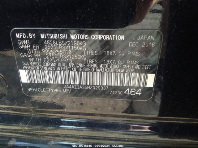 2017 MITSUBISHI OUTLANDER JA4AZ3A35HZ029337 Photo 8